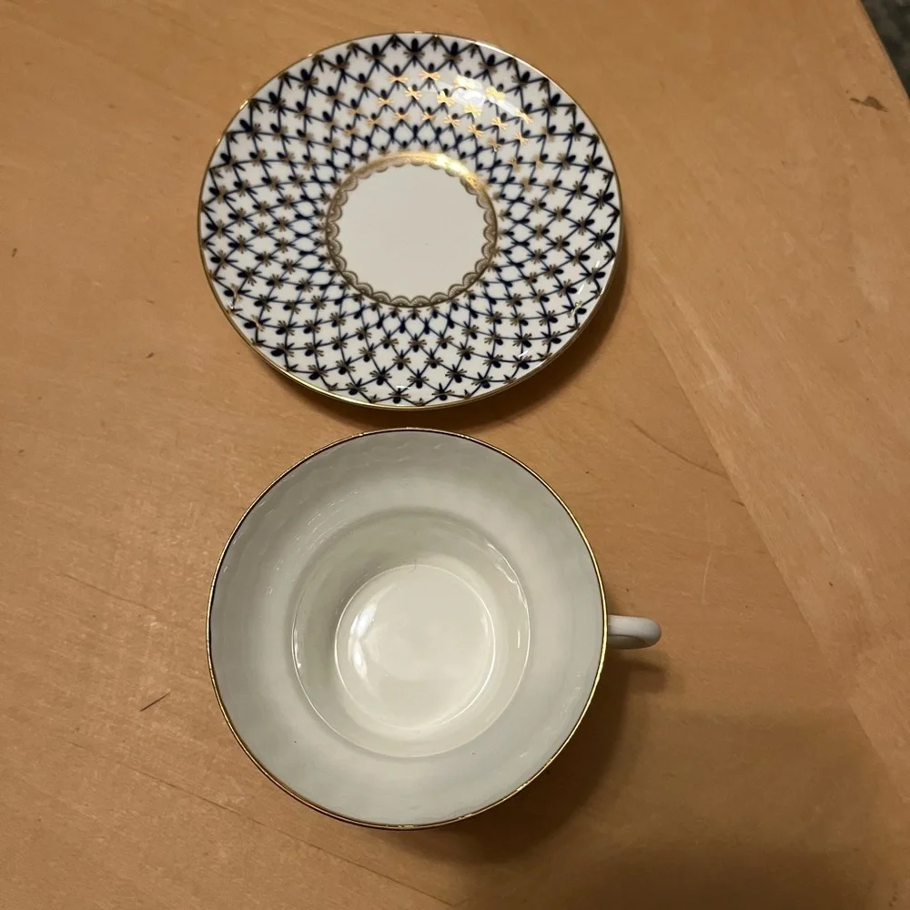 Lomonosov Imperial Bone China Porcelain Coffee Cup Wave Cobalt Net 155 ml